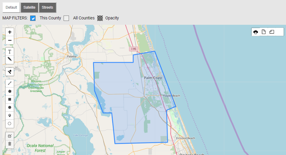Map of Flagler County Florida