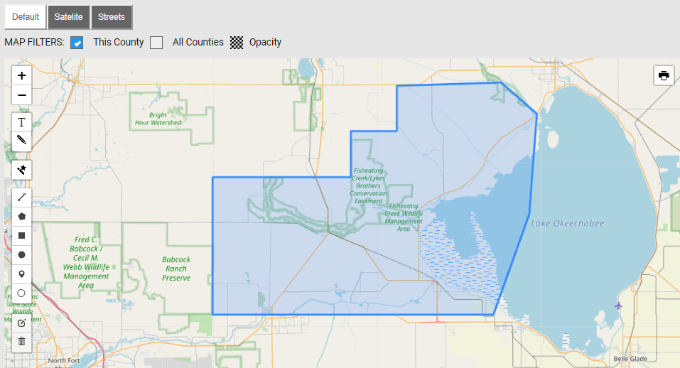 Map of Glades County Florida