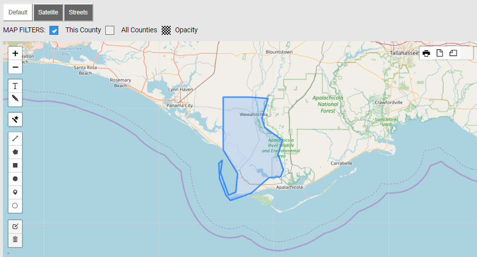 Map of Gulf County Florida