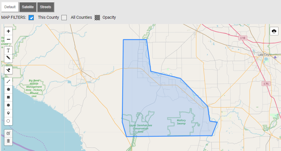 Map of Lafayette County Florida