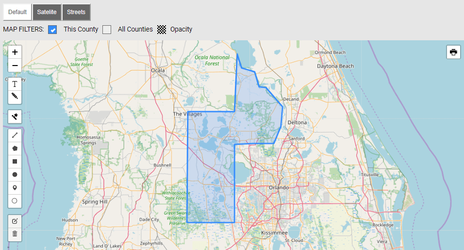 Map of Lake County Florida