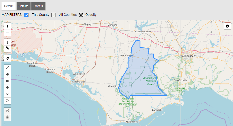 Map of Liberty County Florida