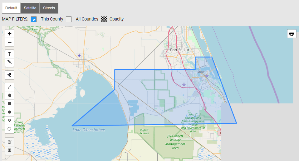 Map of Martin County Florida