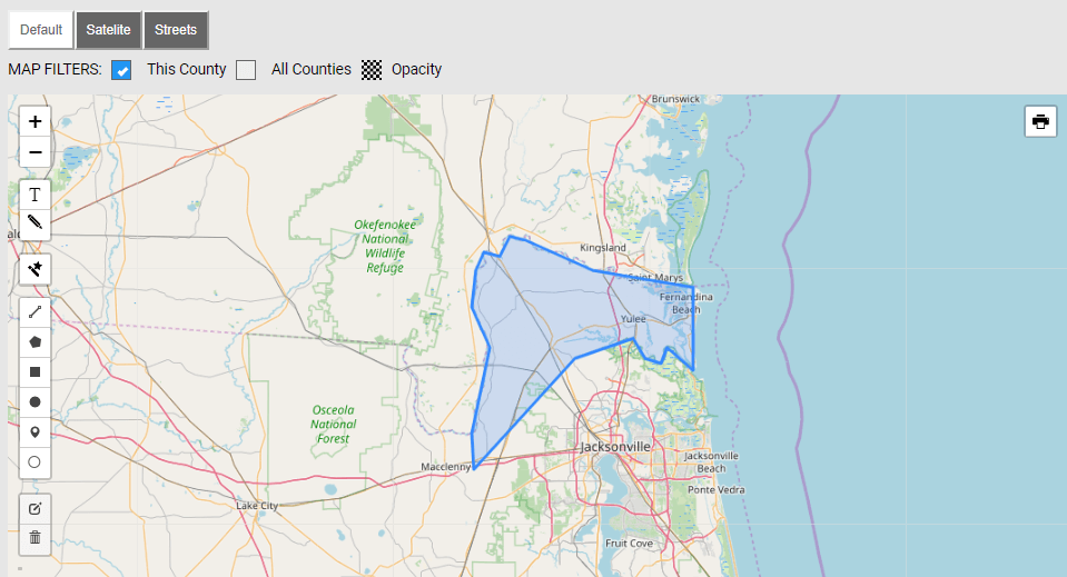 Map of Nassau County Florida