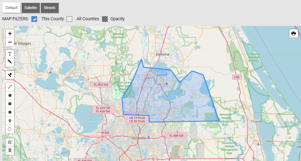 Map of Seminole County Florida