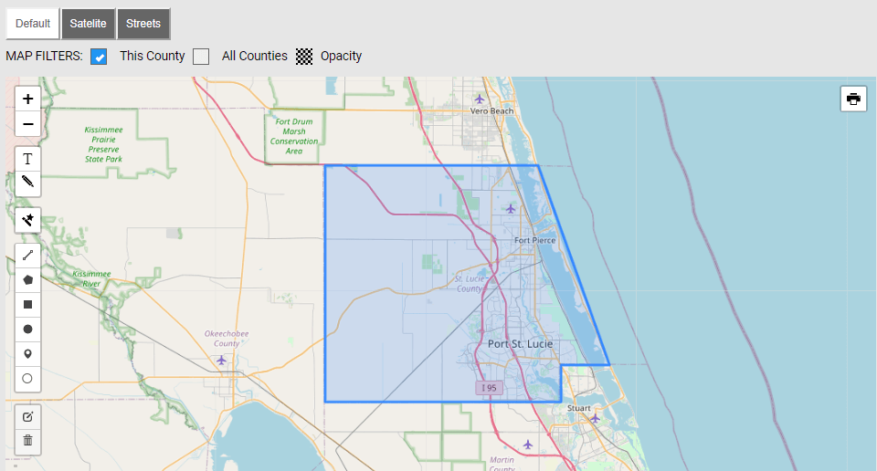 Map of St Lucie County Florida