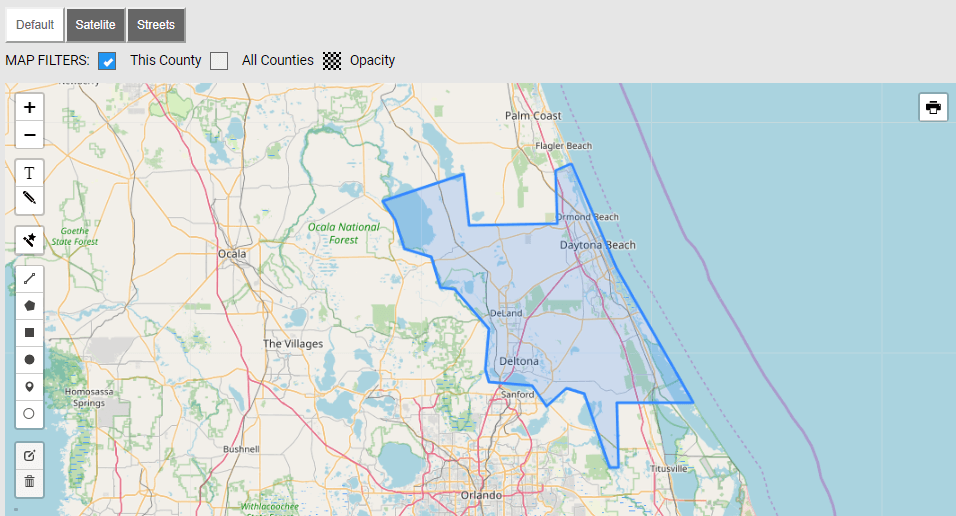 Map of Volusia County Florida
