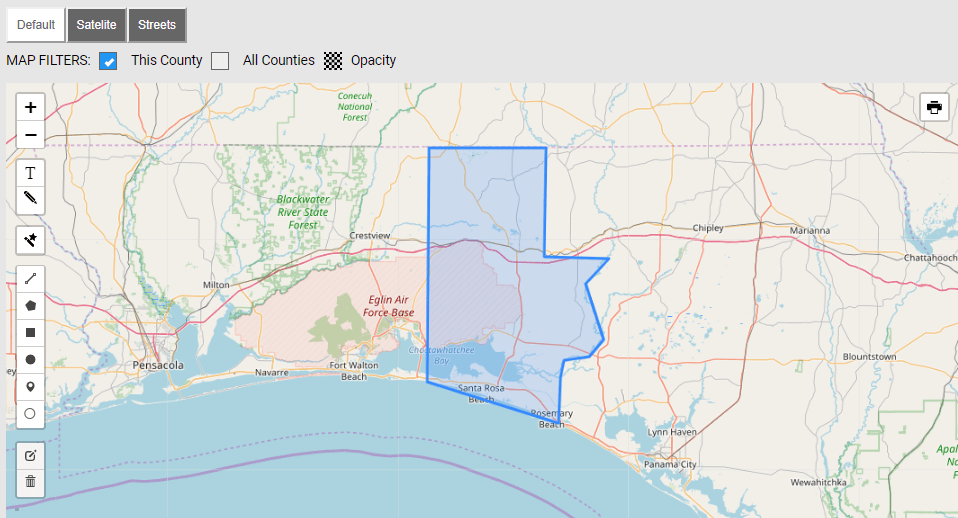 Map of Walton County Florida